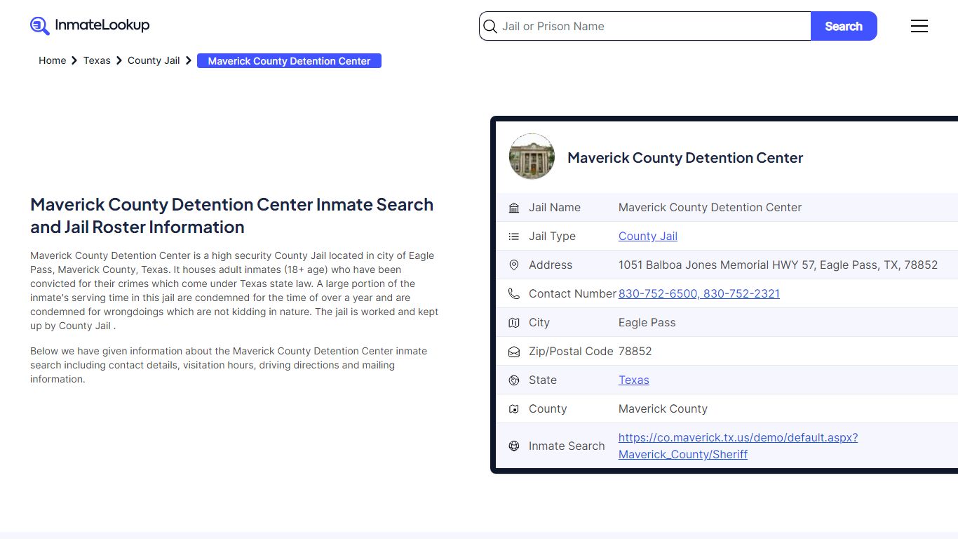 Maverick County Detention Center Inmate Search, Jail ... - Inmate Lookup
